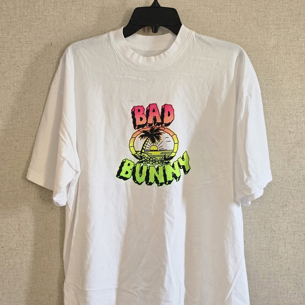 Bad Bunny White Graphic Tee - Men's Short Sleeve